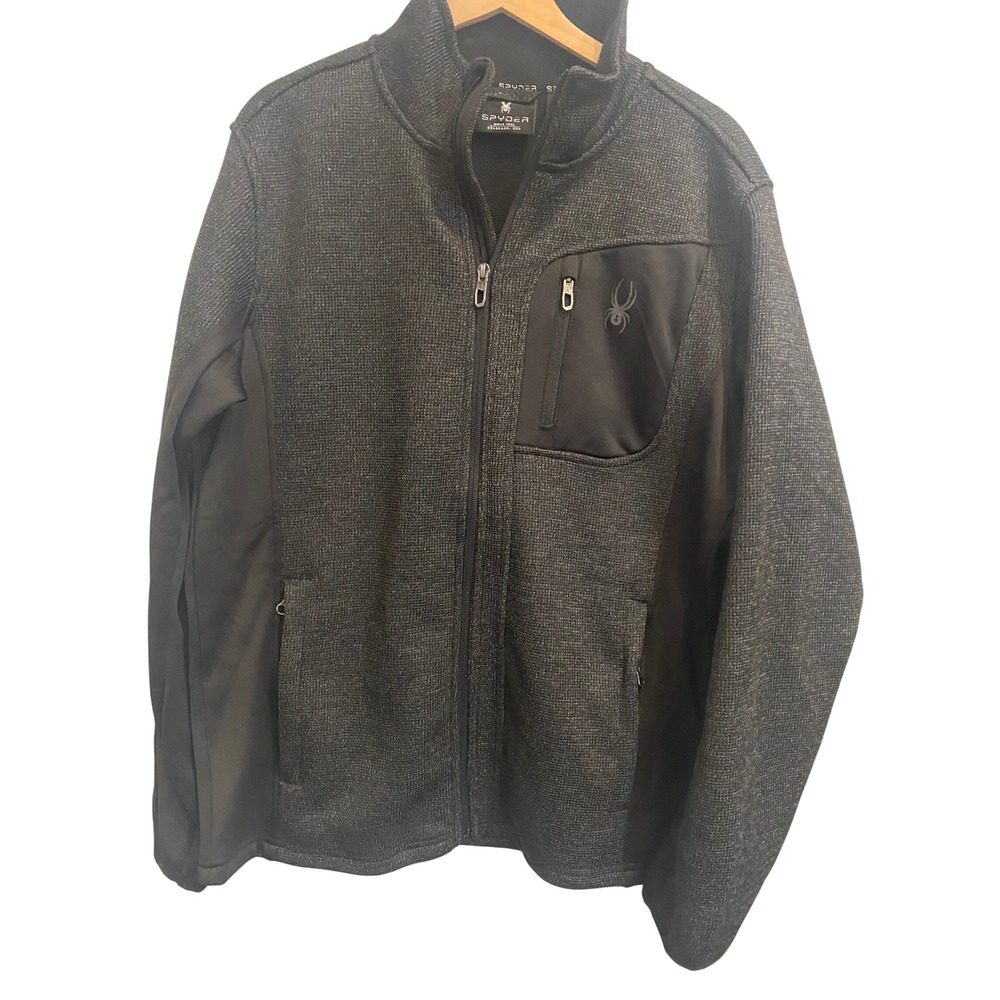 Spyder Mens Full Zip Sweater Fleece Jacket Charcoal Gray 1900903 Medium